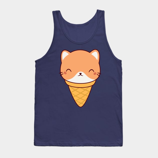 Kawaii Cute Cat Ice Cream Tank Top by happinessinatee